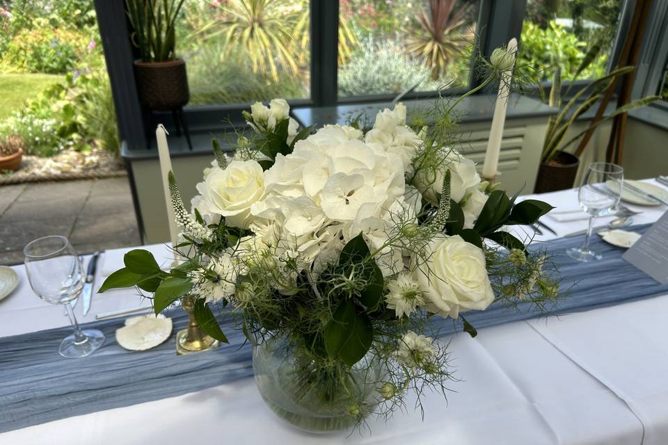 Hydrangea and eucalyptus