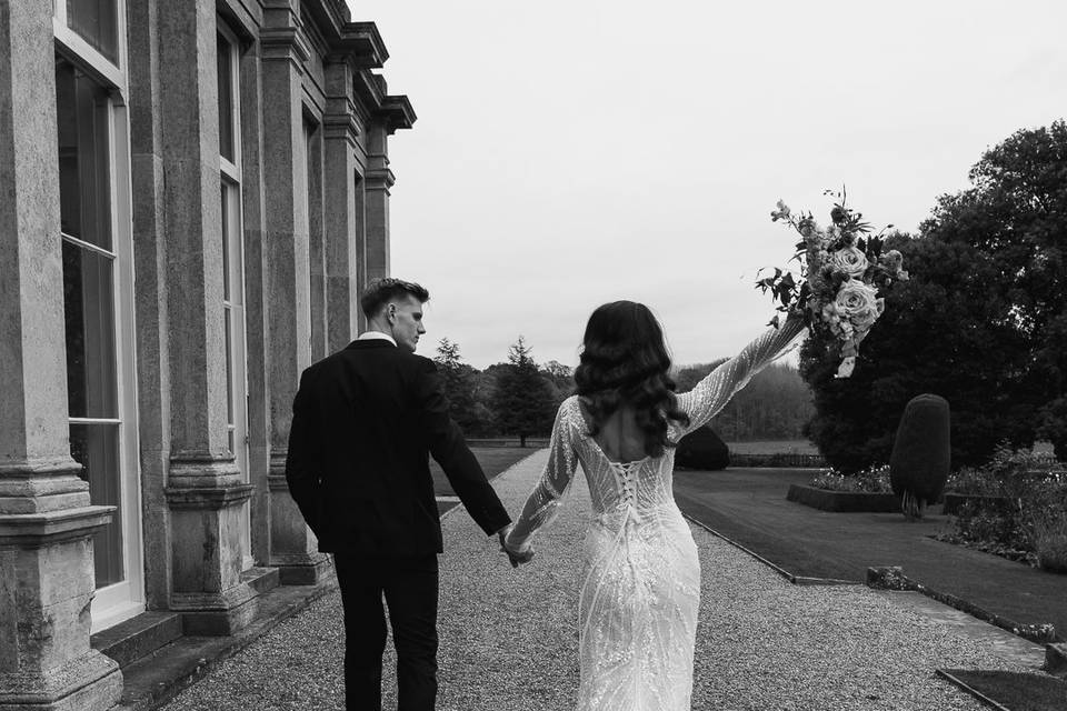 Bride + groom Prestwold Hall