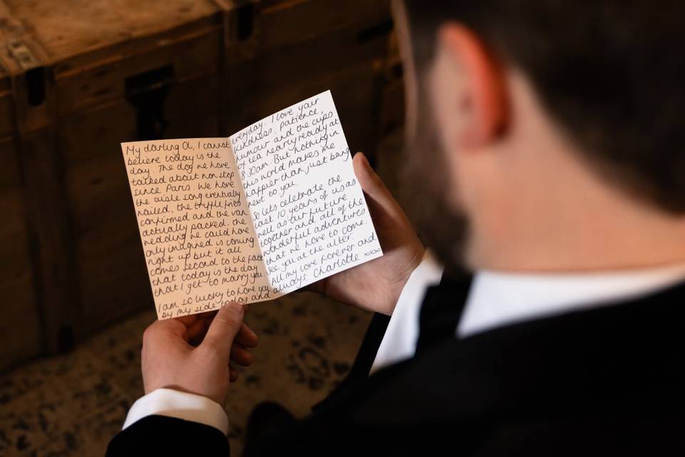 Groom love letter from bride