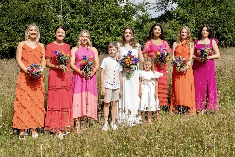 Bridesmaids in the field