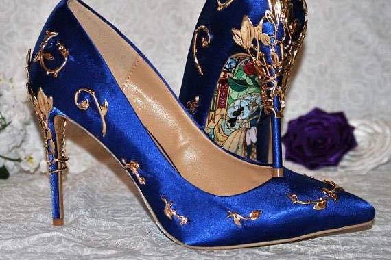 Blue wedding shoes