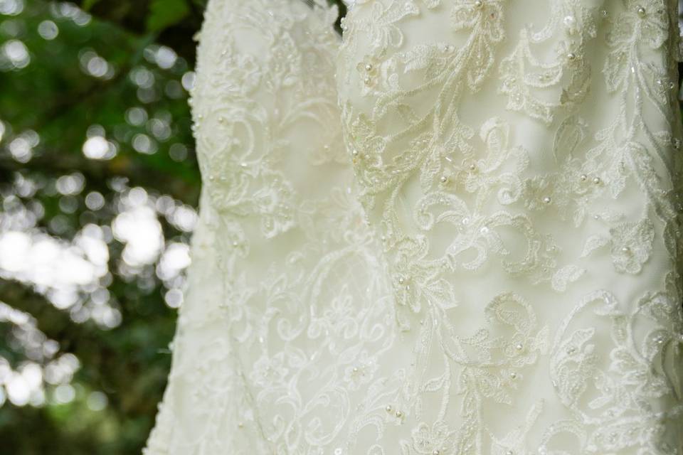 Close up of wedding dress