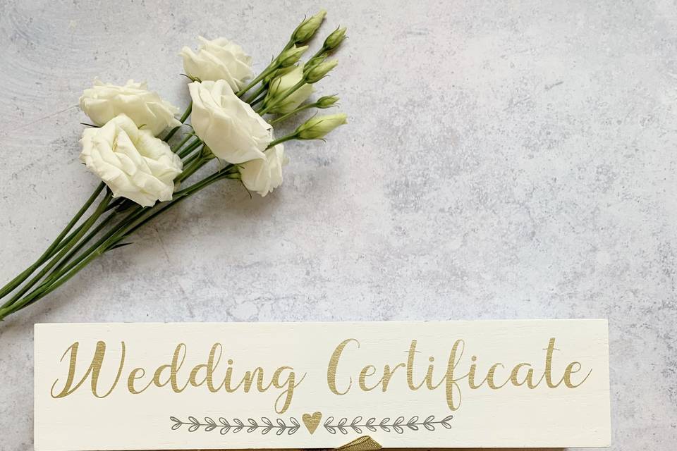 Wedding certificate