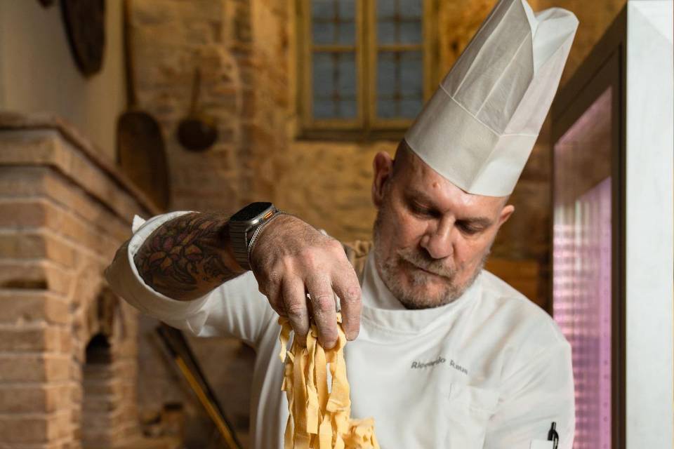 Chef with pasta