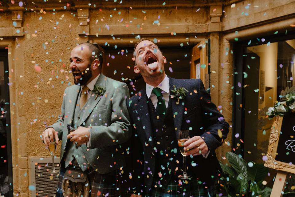 Confetti in the courtyard