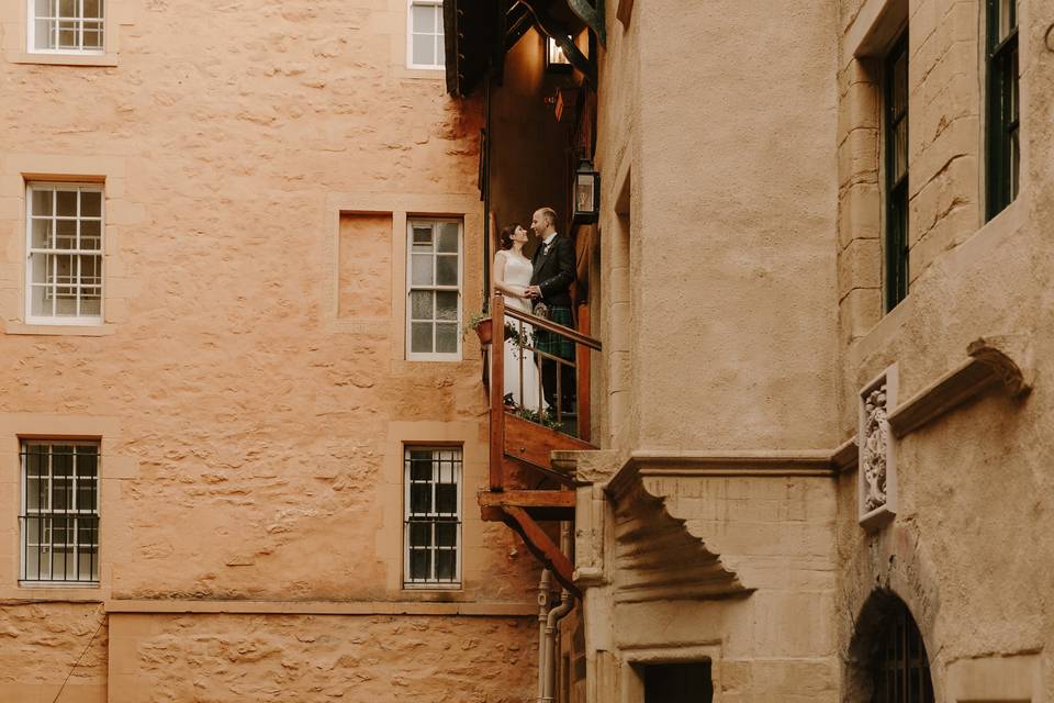 Couple on the pentice stair