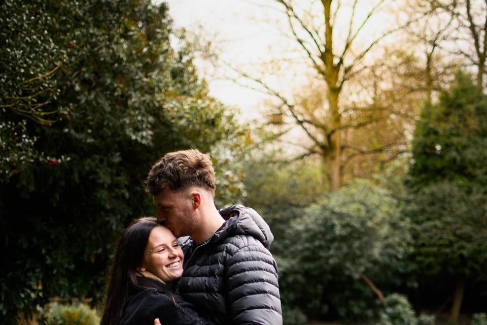 Engagement portrait by the lake