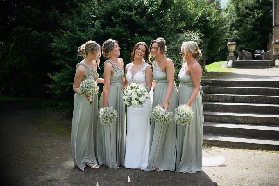 Bride and bridesmaids