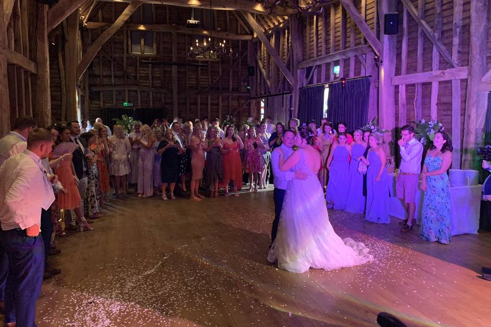 Wedding guests dancing