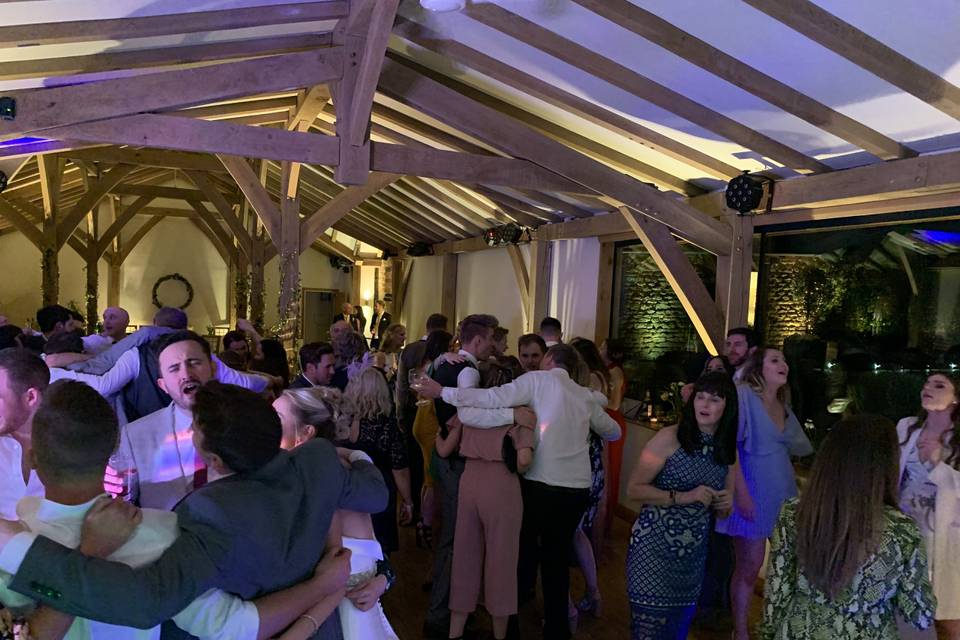 Wedding guests dancing