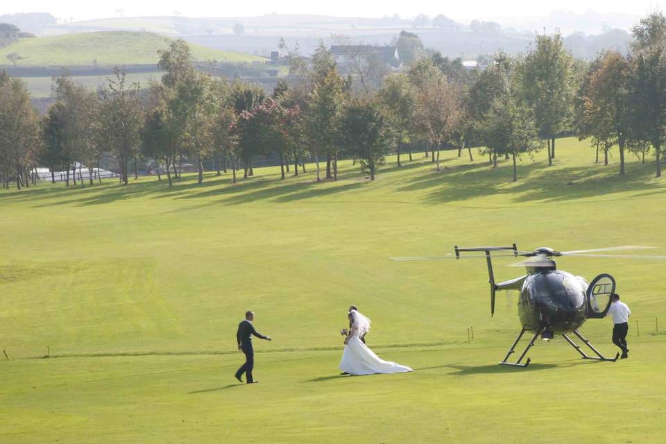 Helicopter arrival