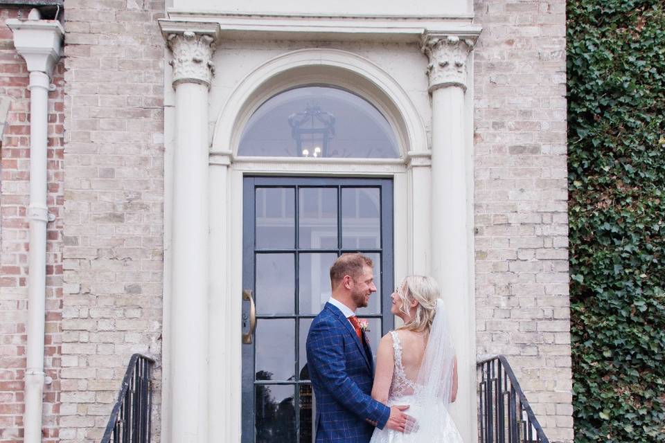 Together outside, just married