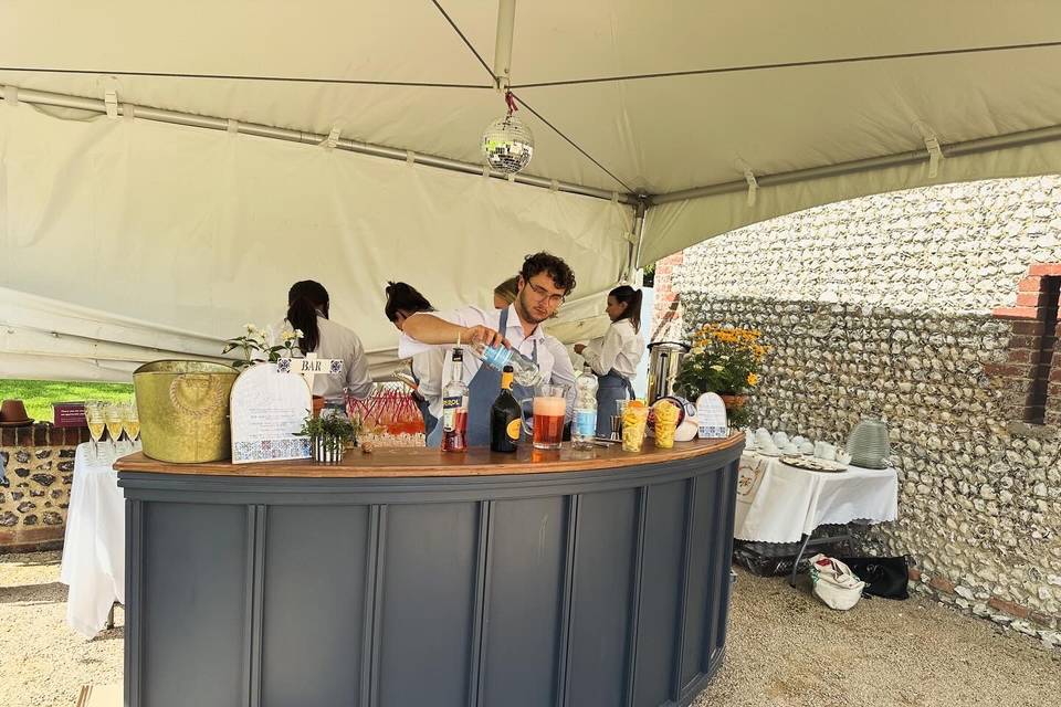 Bar getting ready for service