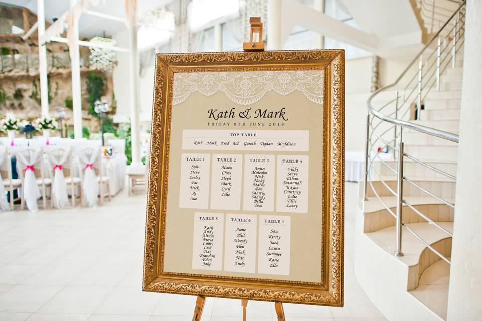 Seating Plan on Easel