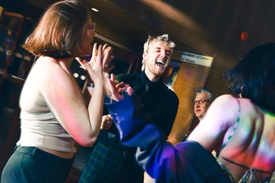 Laughing and smiling on the dance floor