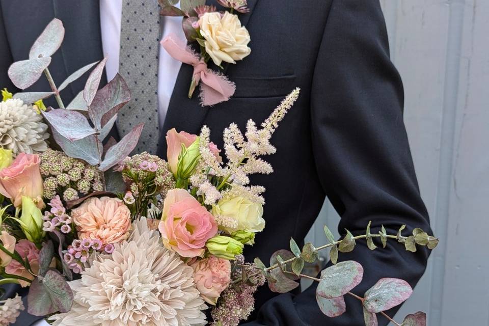 Pinks including buttonhole