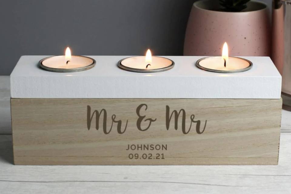 Mr and Mr candle holder