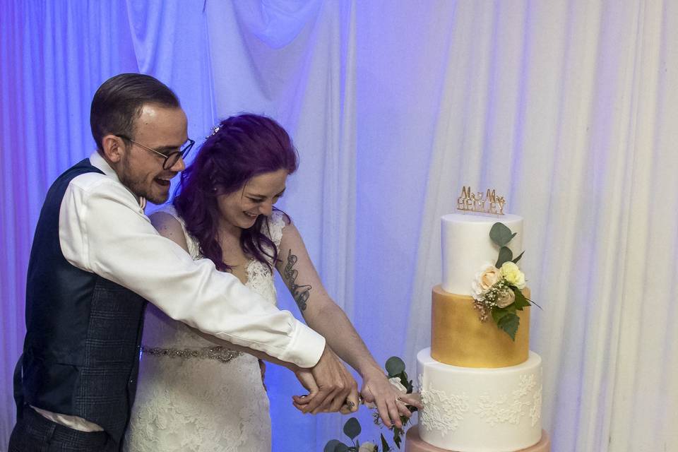 Wedding cake cutting