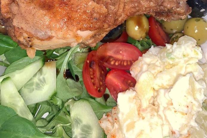 Caribbean style fried chicken salad