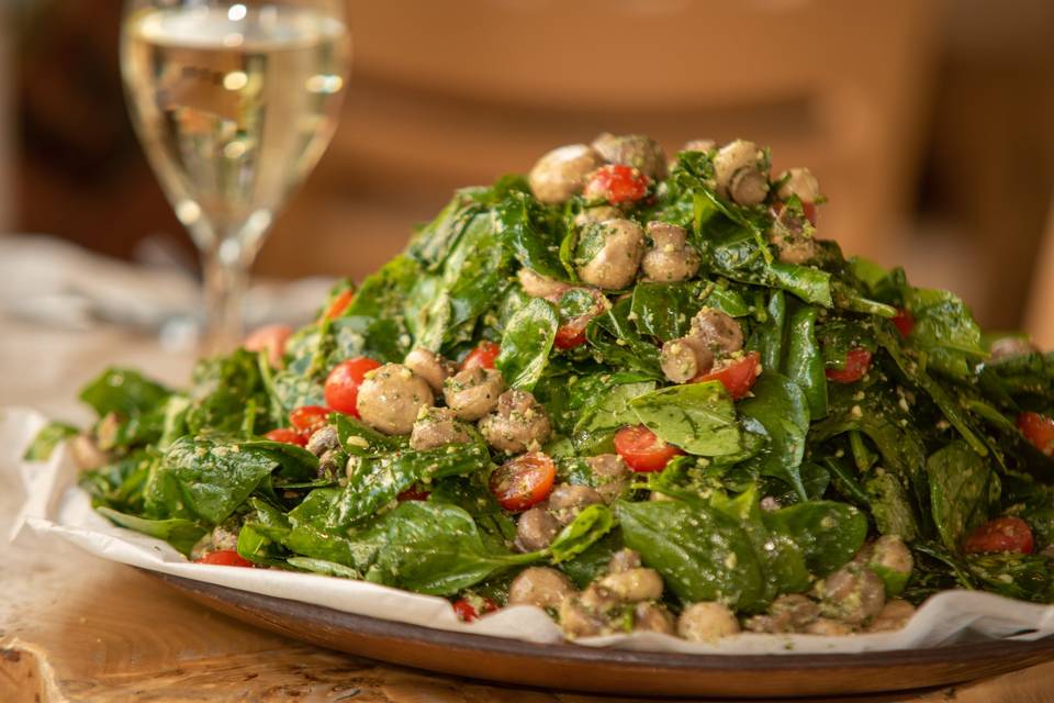 Baby Spinach with Pesto Dressi