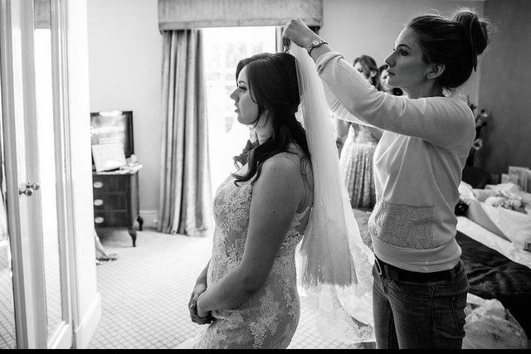 Bridal hair finishing touches