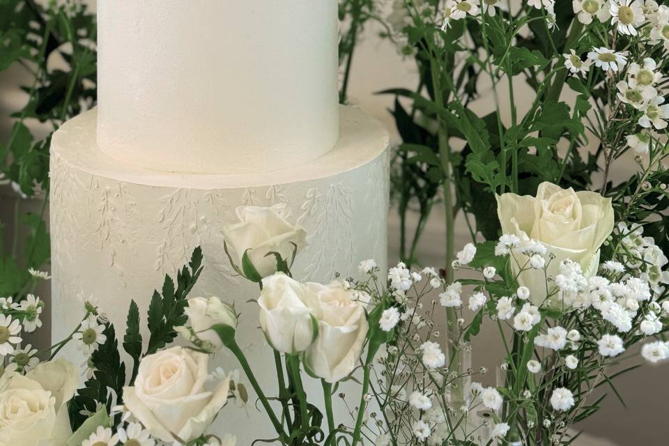 Two-Tier Cake & Floral Crown