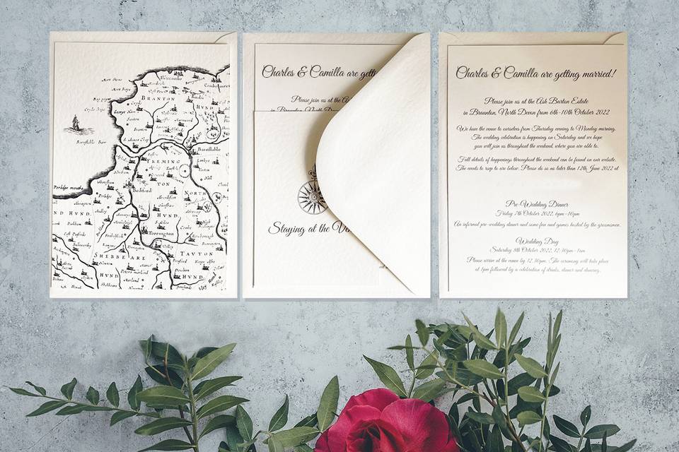 Historical Map Wedding Invite