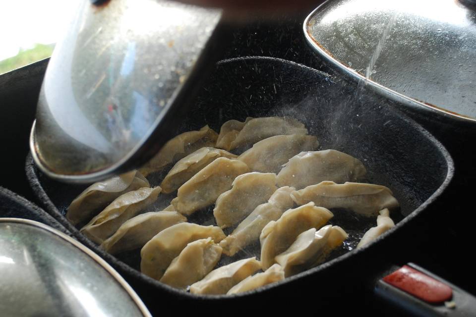 Homemade gyoza, cooked onsite!