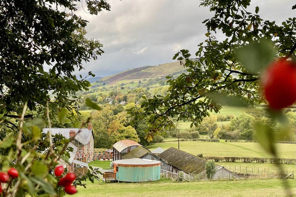 View of Event barn and Yurt Ax