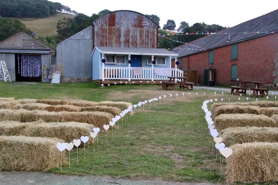 Hay bale wedding ceremony