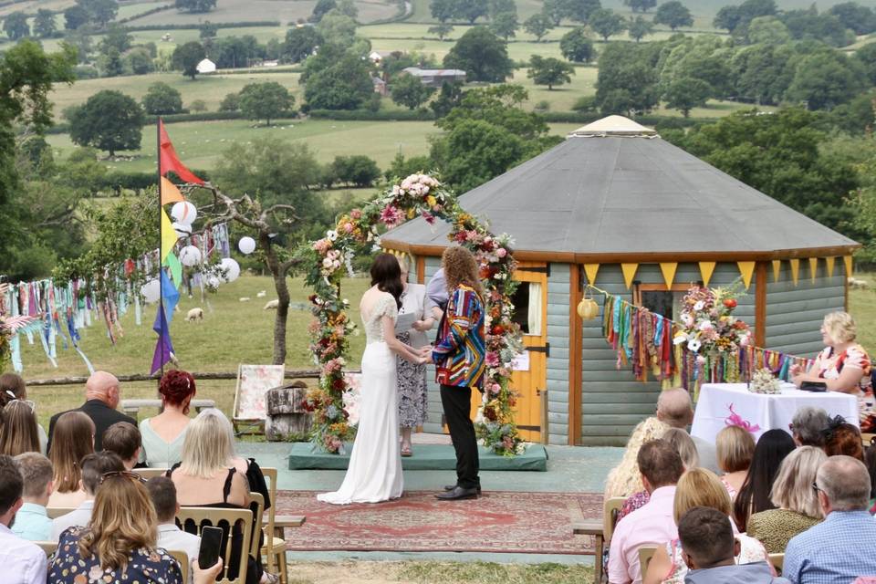 Ceremony on the yurt field