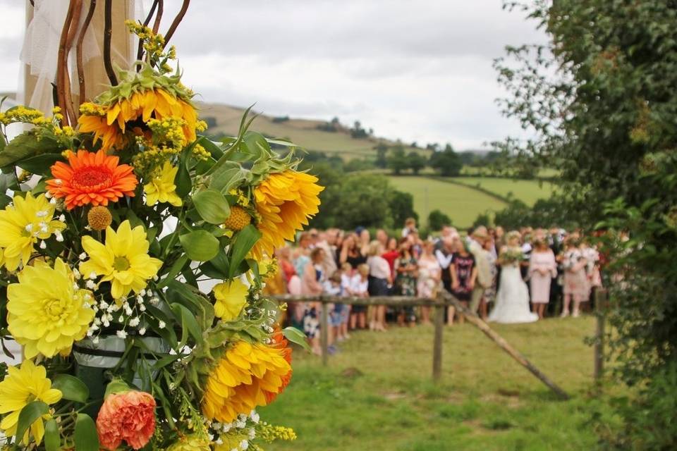 Sunflower wedding arch