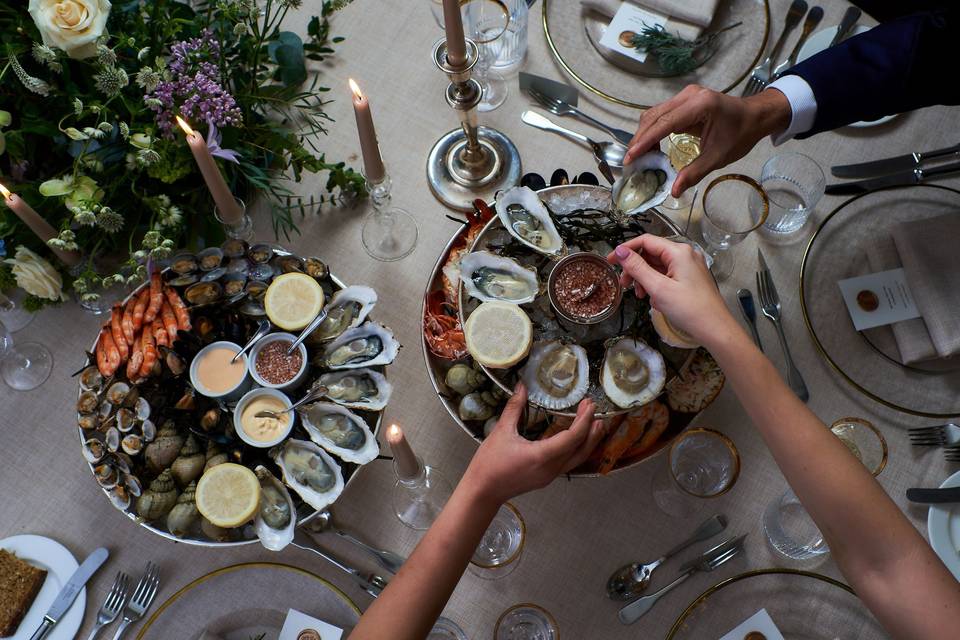 Oysters served