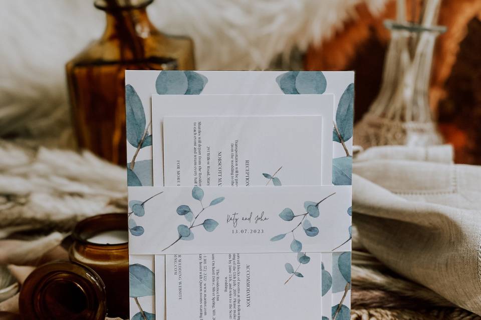 Blue Eucalyptus wedding set