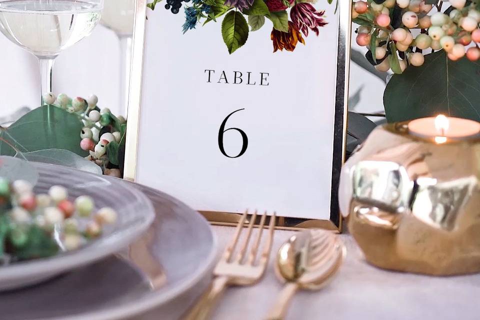 Burgundy table number