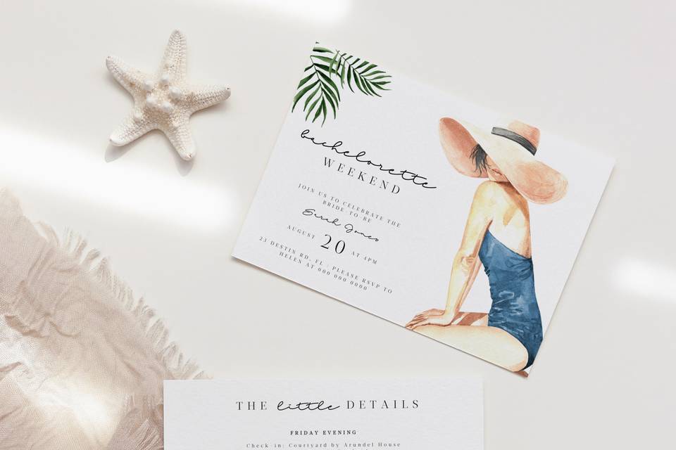 Beach bachelorette invites