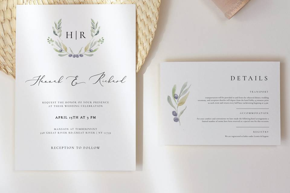 Olive invite set