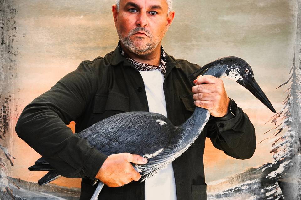 Best man with best heron