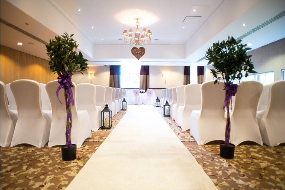 Macdonald Berystede Hotel & Spa indoor wedding ceremony area