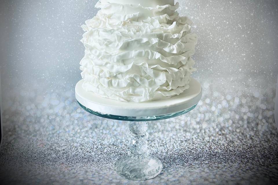 Two tier white ruffle