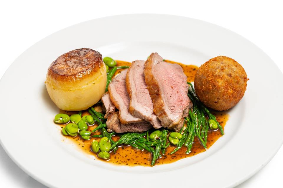 Lamb rump, lamb croquette