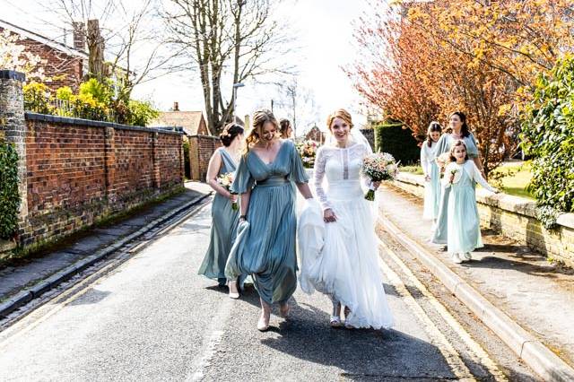 Bride and bridesmaids