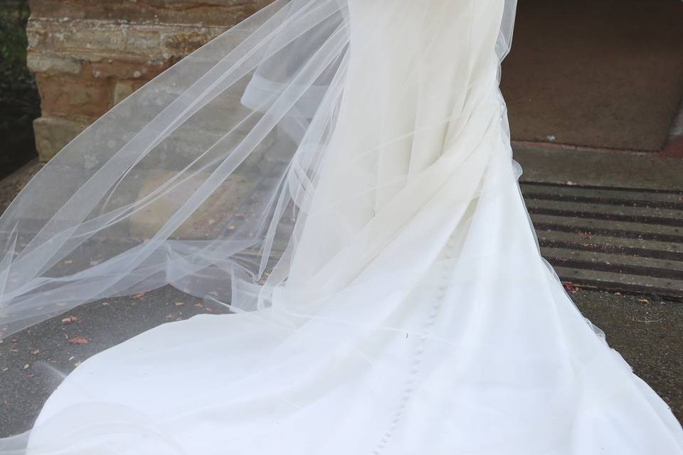 Emily in wedding dress