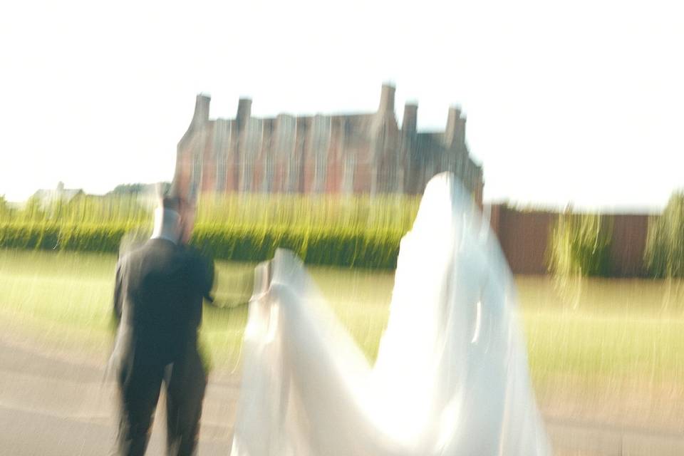 Bride and Groom Walking to Wed