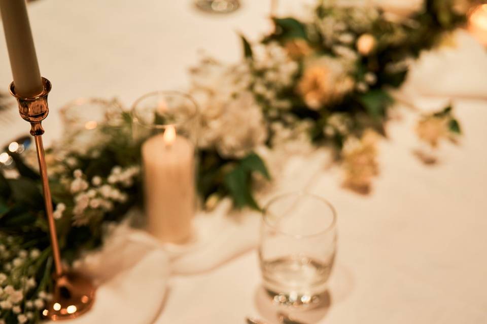 Luxury wedding tablescape with