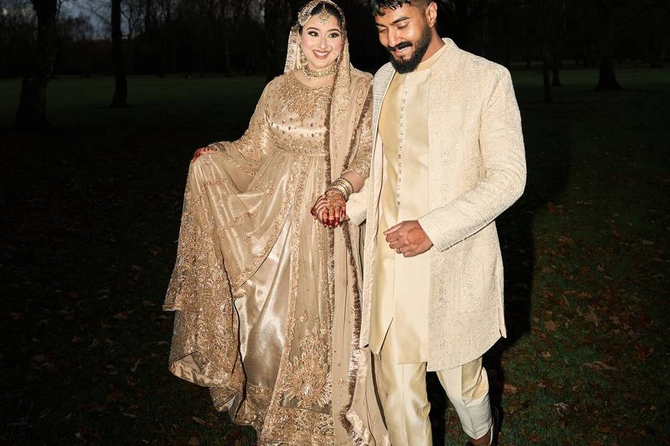 Evening Wedding Couple Portrai