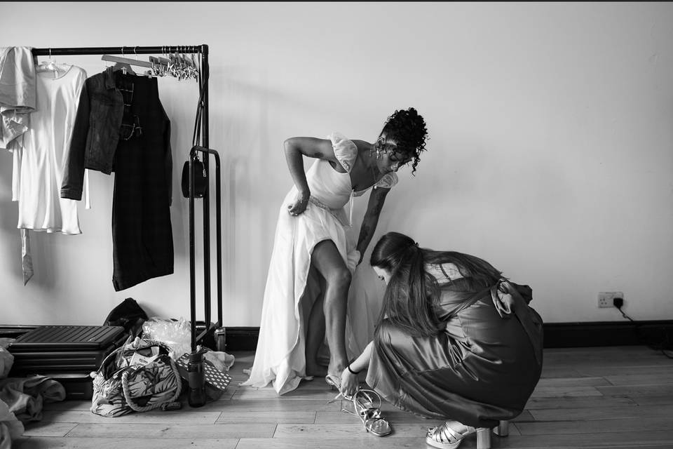 Bride getting ready