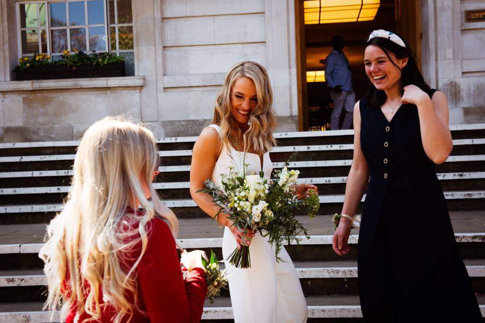 Bride and bridesmaids