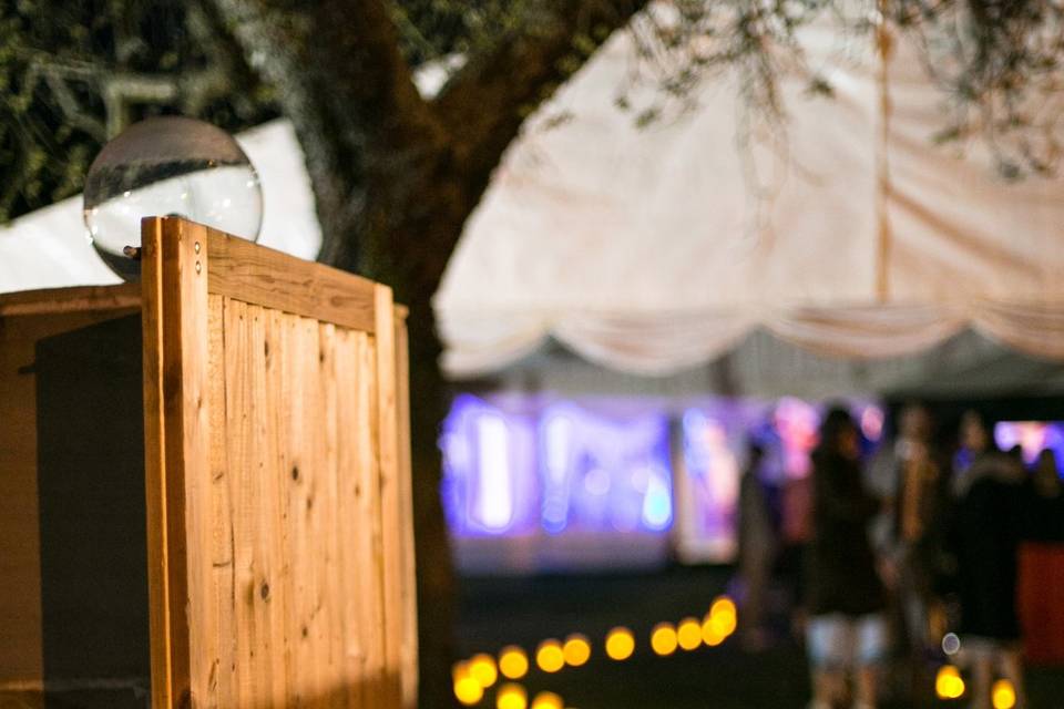 Walk up to the marquee in the evening