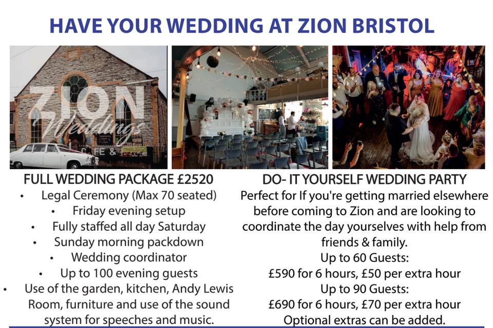 Zion Bristol Wedding Prices